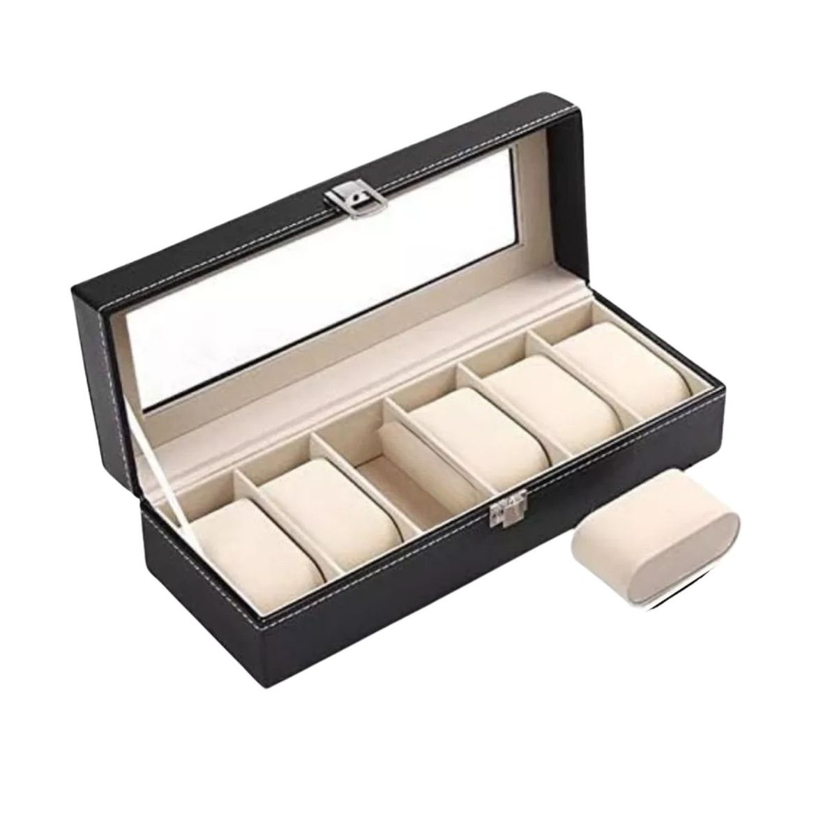 GENERICO - Caja Organizador Estuche Para 6 Relojes Joyas Ecocuero.