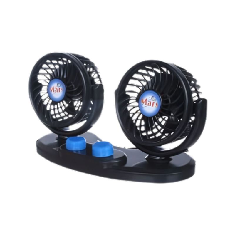 GENERICO - Ventilador Auto Doble Cabezal Para Auto 4 12V Con Rotacion.