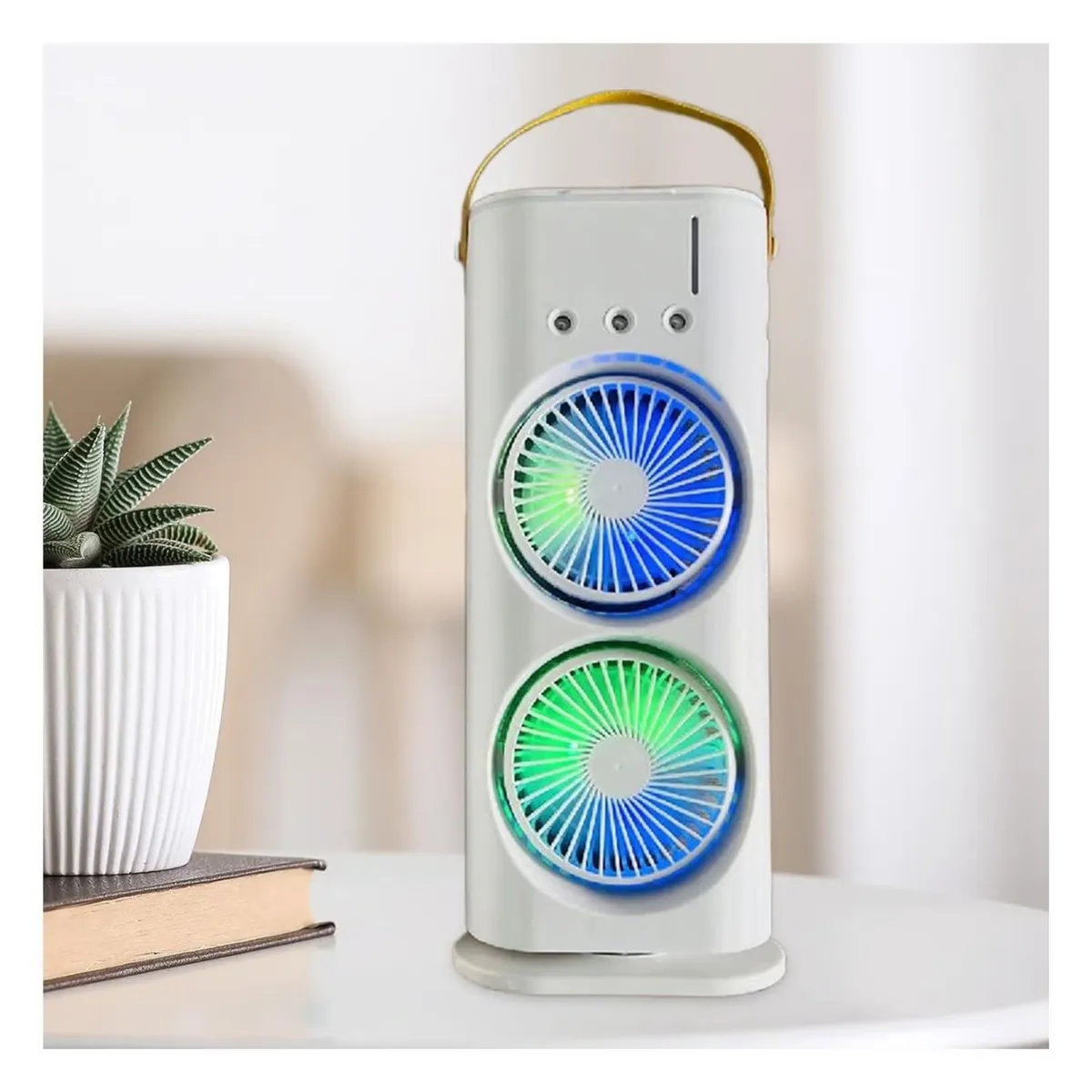 GENERICO - Doble Ventilador De Aire Frio Humidificador Para Escritorio.