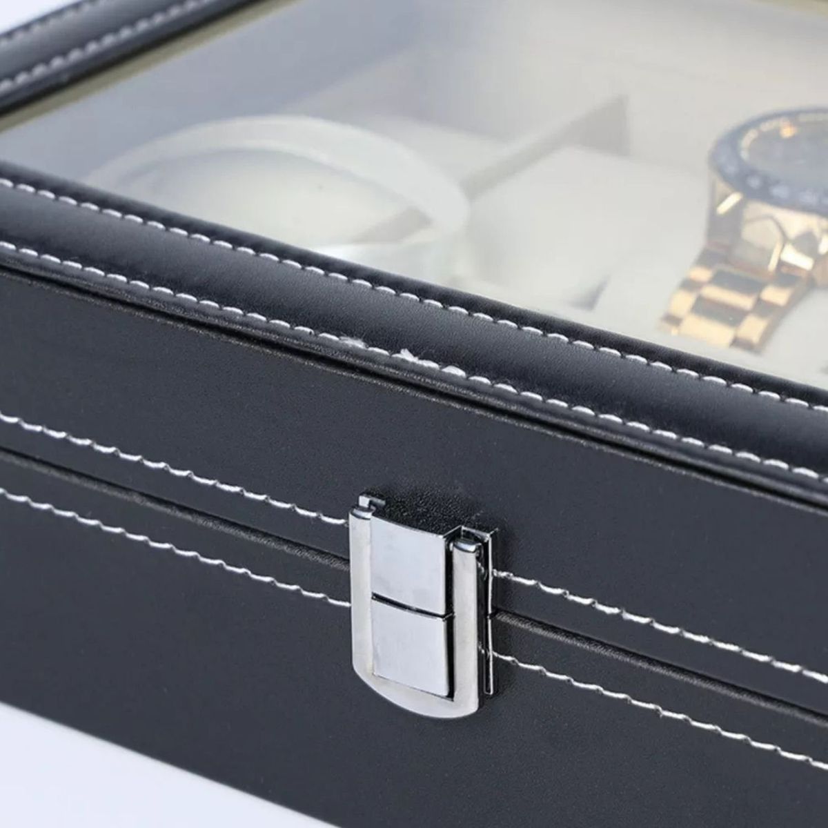 GENERICO - Caja Organizador Estuche Para 6 Relojes Joyas Ecocuero