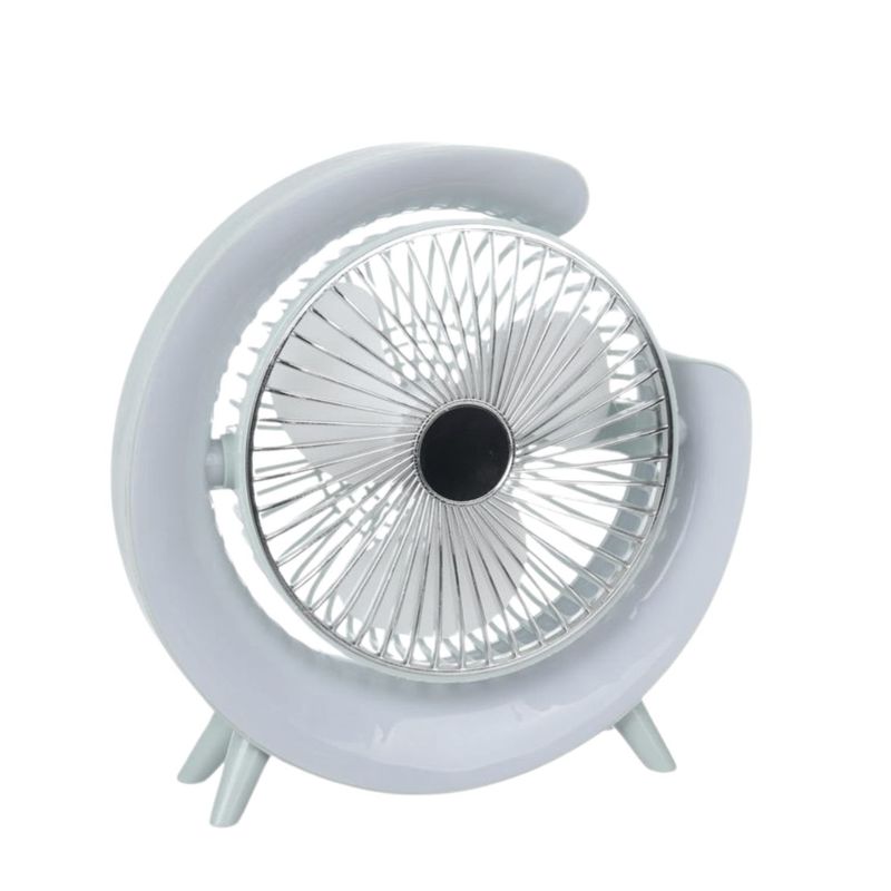 GENERICO - Ventilador Verano Portatil Giratorio Con Luz Multicolor RGB