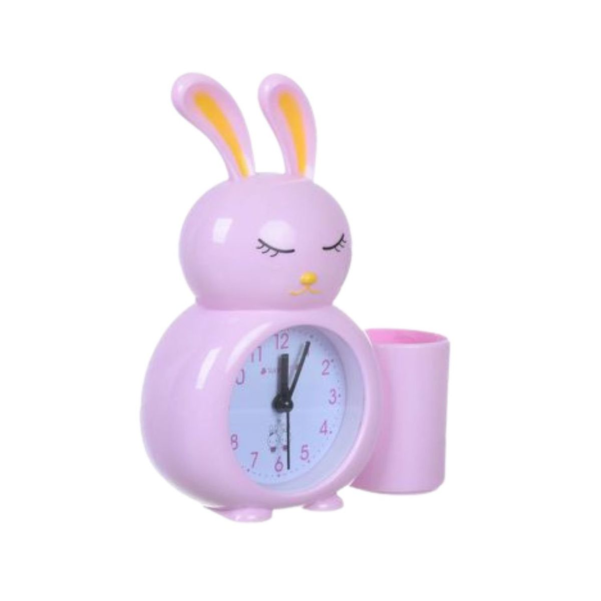 GENERICO - Reloj De Mesa Conejo Rosa Despertador Con Porta Lapiz 17cm