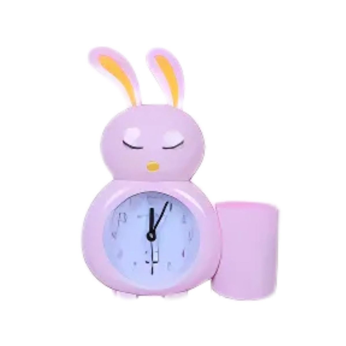 GENERICO - Reloj De Mesa Conejo Rosa Despertador Con Porta Lapiz 17cm