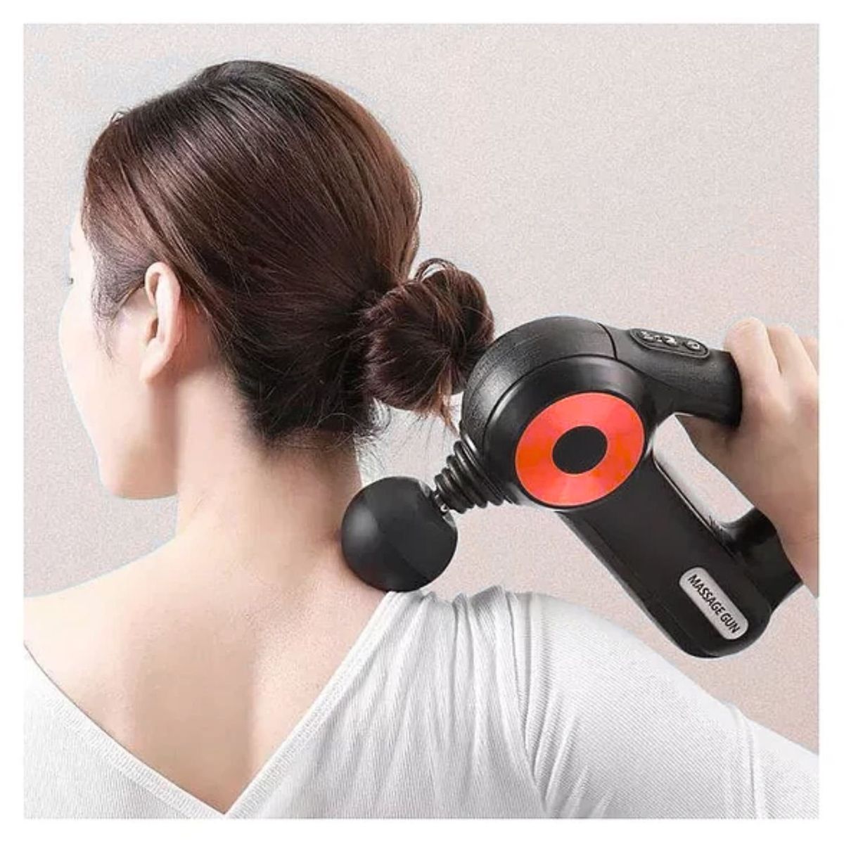 GENERICO - Pistola Masaje 12 Cabezales Triangular Recargable 12 En 1 Rojo