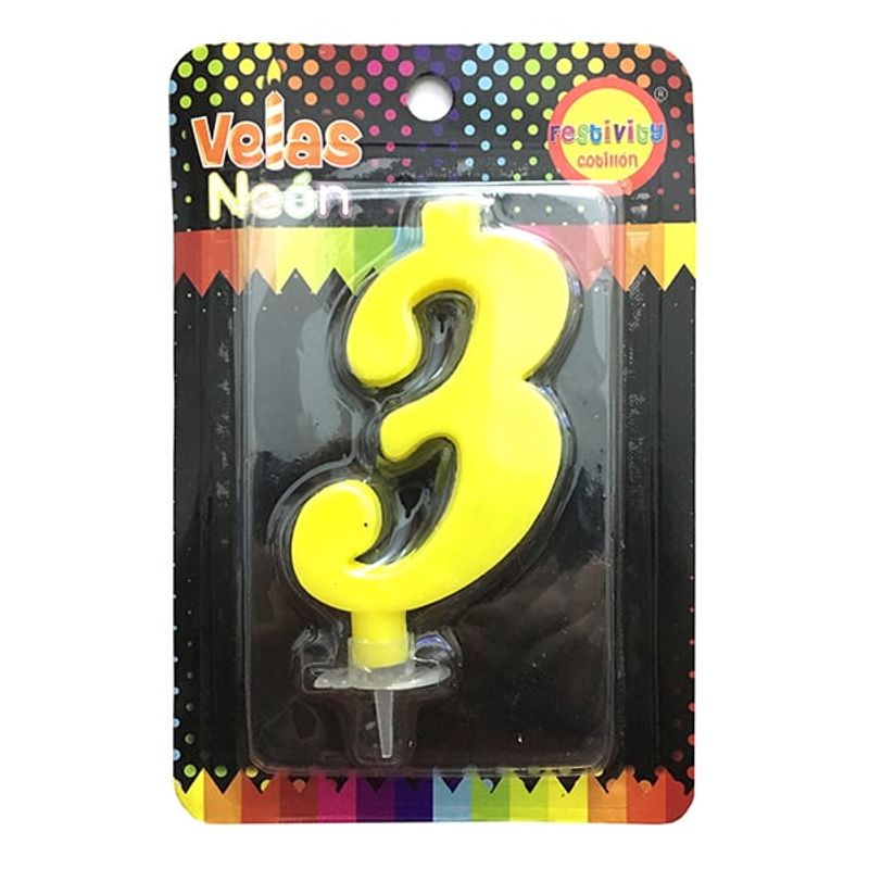 GENERICO - VELA NUMERAL NEON GIGANTE N? 3 X1 UNI