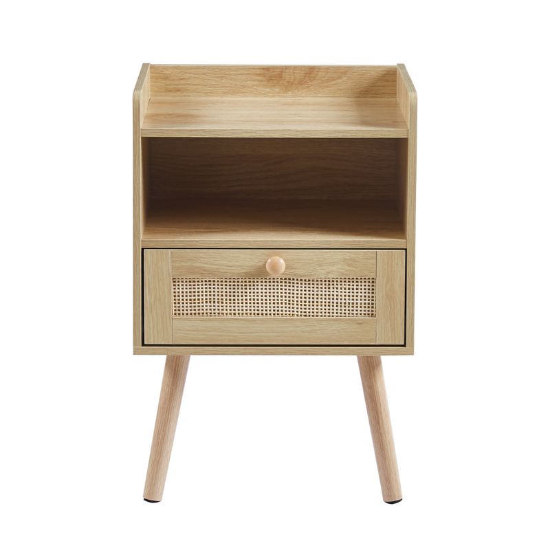 PANDALINO - Velador Norlan: Elegante y funcional, con cajón y espacio extra