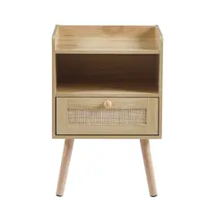 PANDALINO - Velador Norlan: Elegante y funcional, con cajón y espacio extra