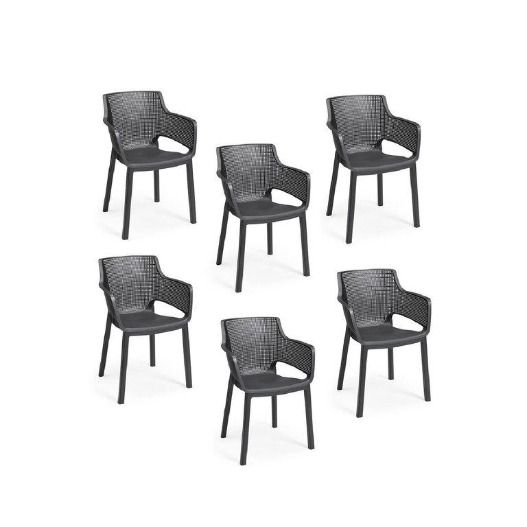 Set De 6 Sillas Terraza Plastico Elisa Grafito GRAFITO