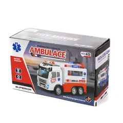GENERICO - Camión Ambulancia Con Luces 3D Sonido Funcionamiento 360°
