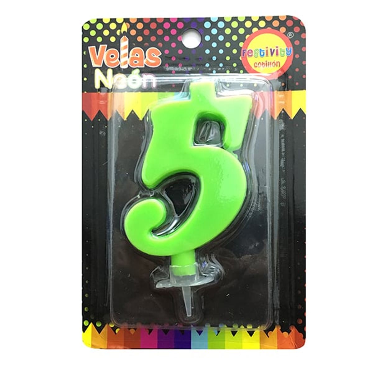 GENERICO - VELA NUMERAL NEON GIGANTE N? 5 X1 UNI