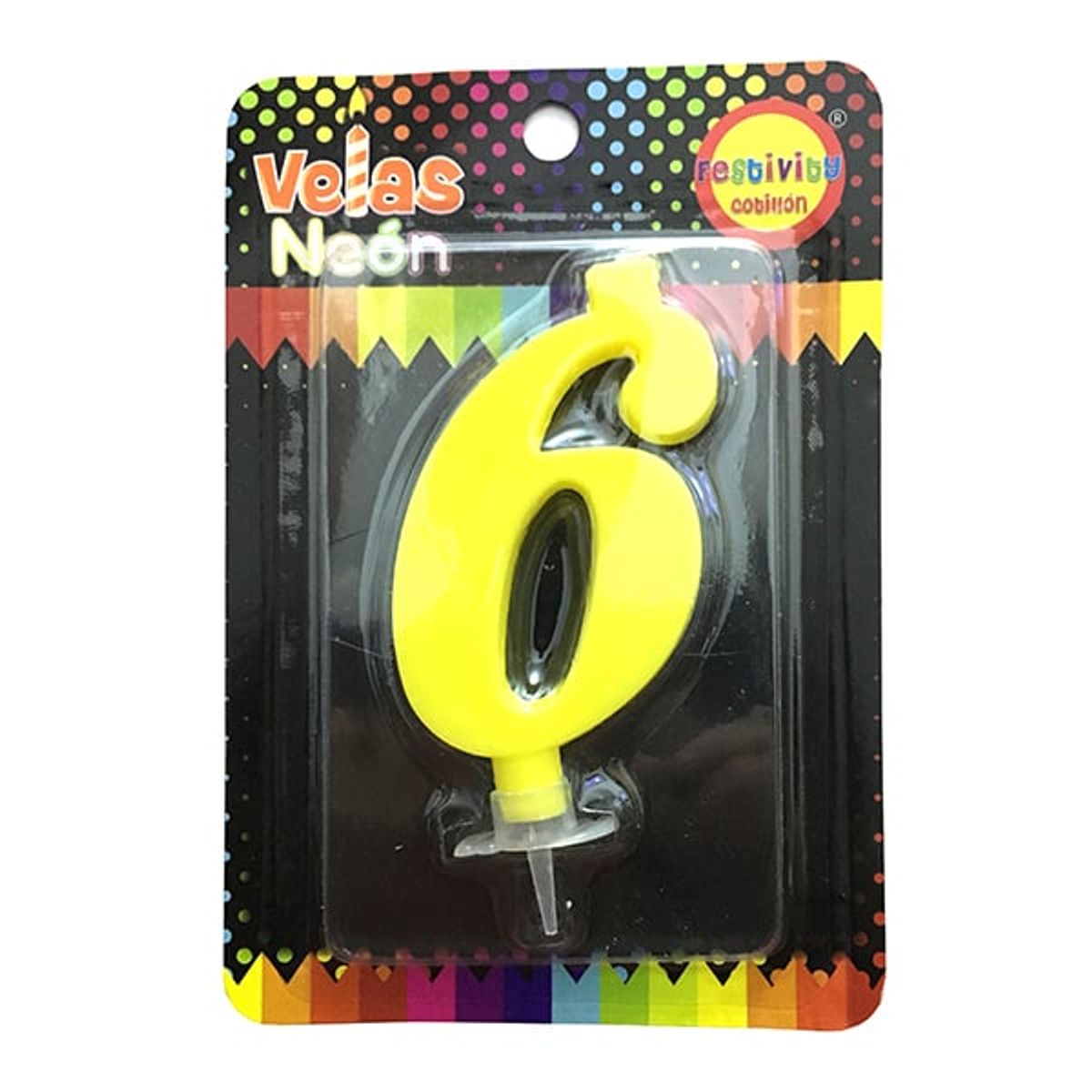 GENERICO - VELA NUMERAL NEON GIGANTE N? 6 X1 UNI