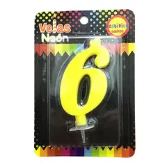 GENERICO - VELA NUMERAL NEON GIGANTE N? 6 X1 UNI