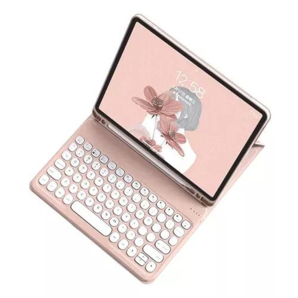 GENERICO - Carcasa funda con teclado para iPad Linkon 102 y 109 color rosado