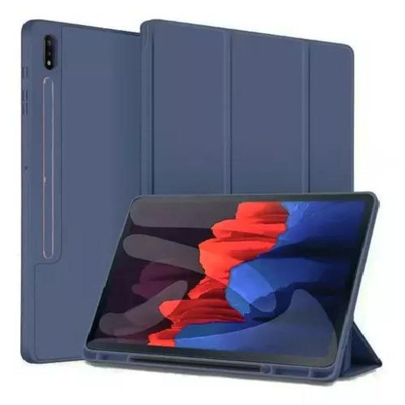 GENERICO - Carcasa smart con lámina de vidrio para Galaxy Tab S9 Plus 124 color azul