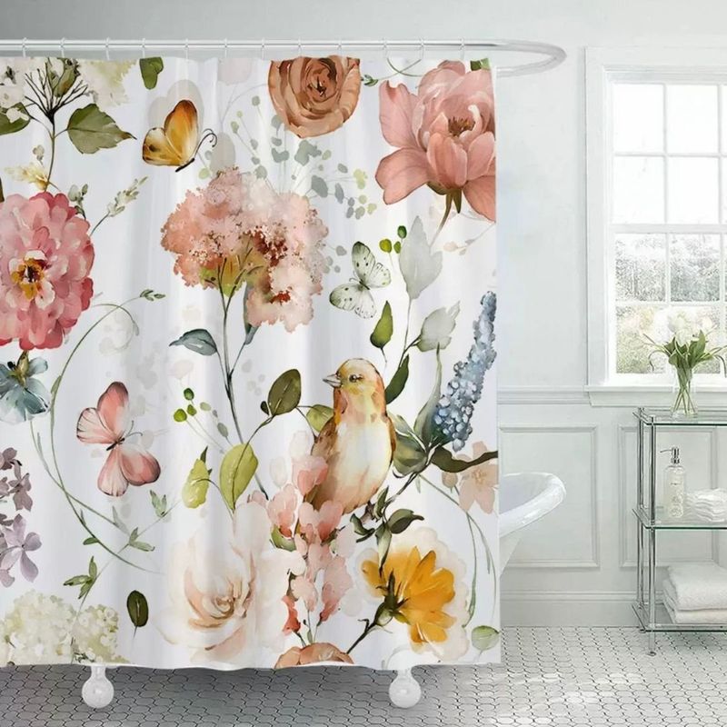 MANDIRHOME - Cortina de baño  Pajarito Acuarela