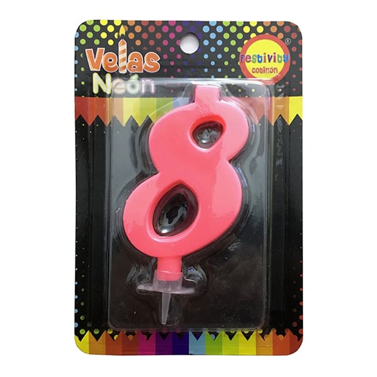 GENERICO - VELA NUMERAL NEON GIGANTE N? 8 X1 UNI