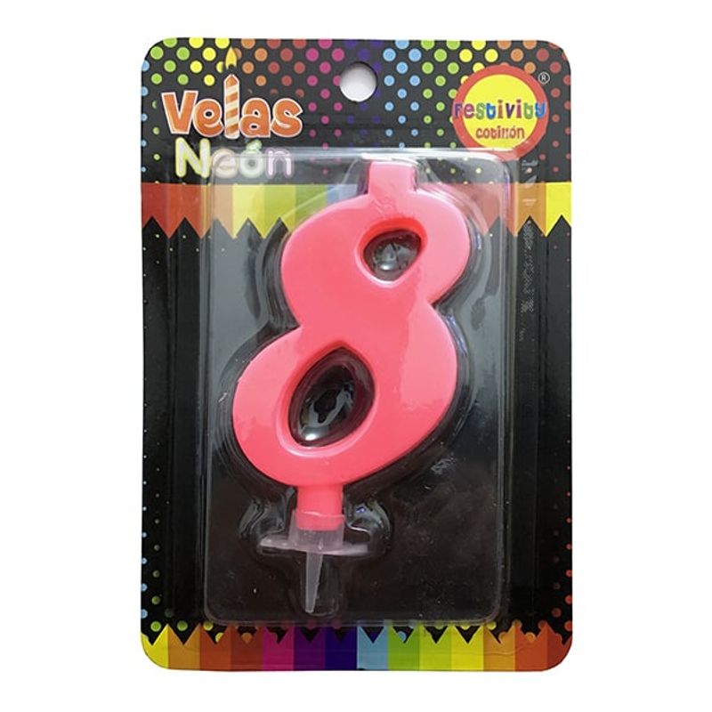 GENERICO - VELA NUMERAL NEON GIGANTE N? 8 X1 UNI