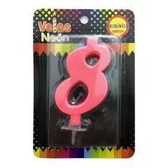 GENERICO - VELA NUMERAL NEON GIGANTE N? 8 X1 UNI