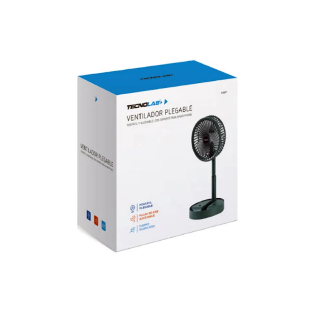 TECNOLAB - Ventilador Portátil Plegable Con Pedestal USB Verde - SC