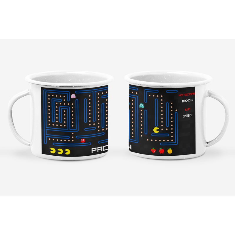 S/M - Taza Enlozada Lechera Pac-man 2 Video-juegos-arcade-retro