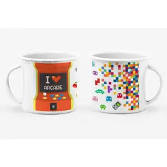 S/M - Taza Enlozada Lechera I Love Arcade Video-juegos-retro
