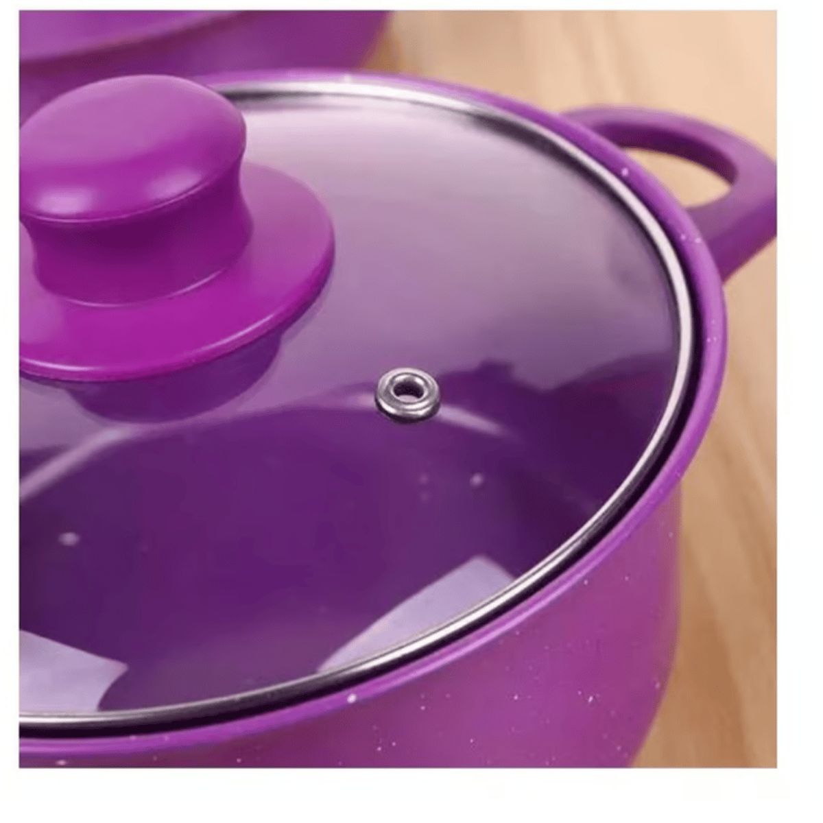 GENERICO - Bateria De Cocina 14 Piezas Morado Antihaderente Templado