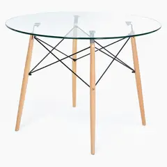 PANDALINO - Mesa de Vidrio Redonda Elida 120cm - Diseño Clásico y Resistente