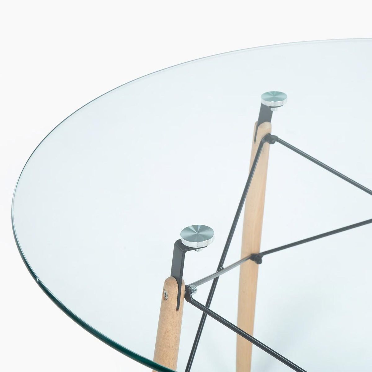 PANDALINO - Mesa de Vidrio Redonda Elida 120cm - Diseño Clásico y Resistente