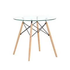 PANDALINO - Mesa de Vidrio Redonda Elida 80cm - Diseño Clásico y Resistente