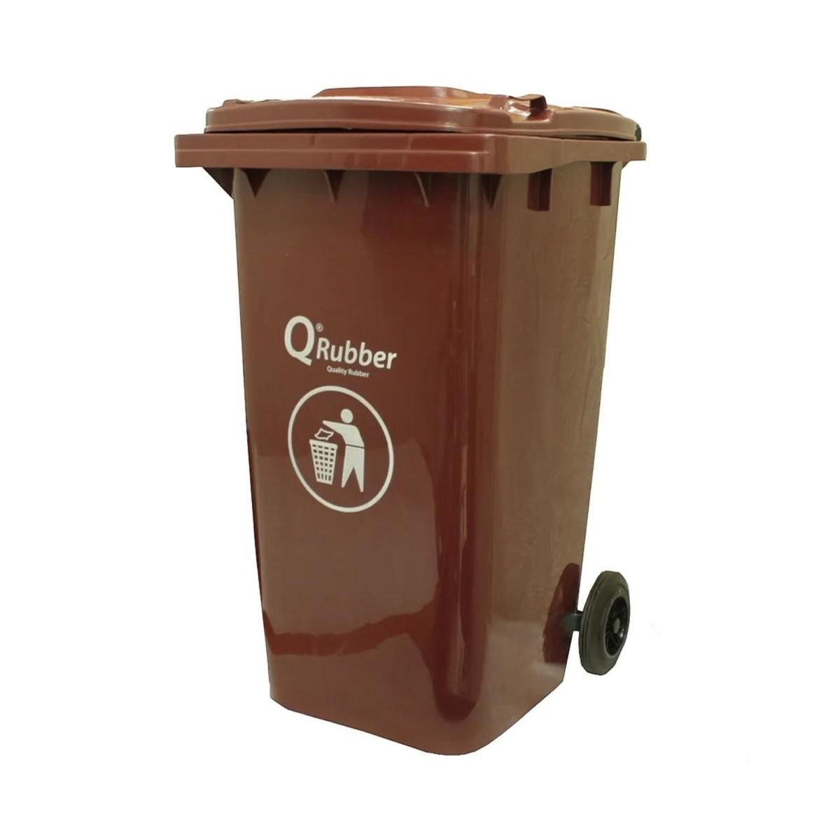 QRUBBER - Basurero Contenedor Basura Qrubber 240 lts. Café QRubber