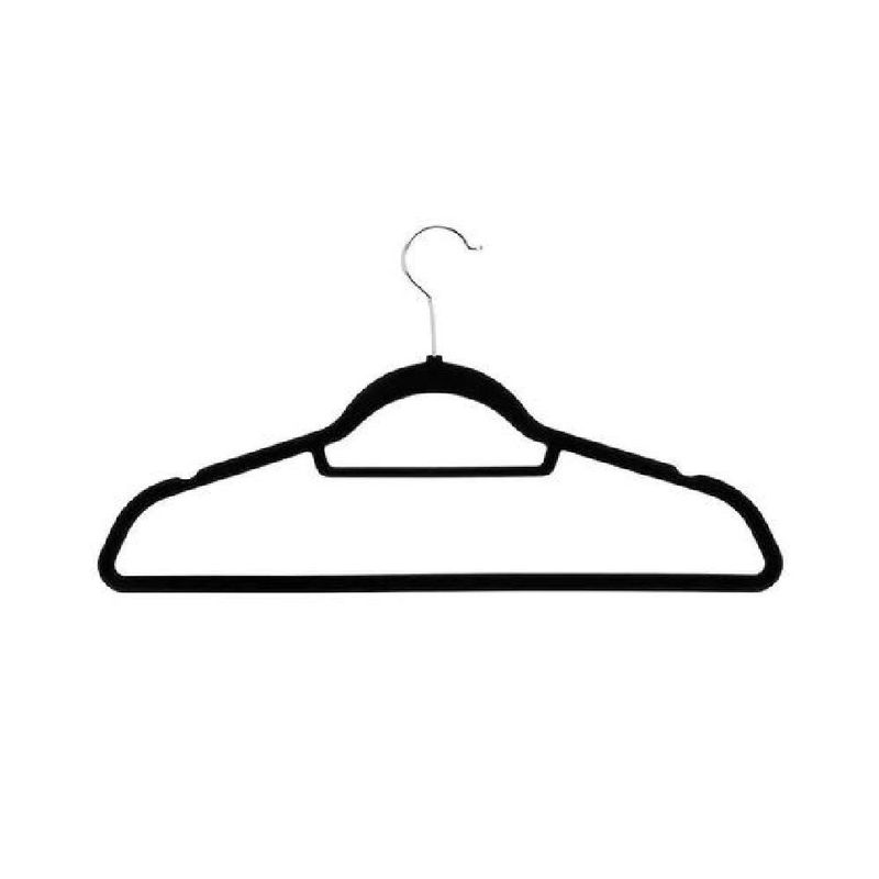 GENERICO - Pack de 20 perchas terciopelo antideslizantes color negro
