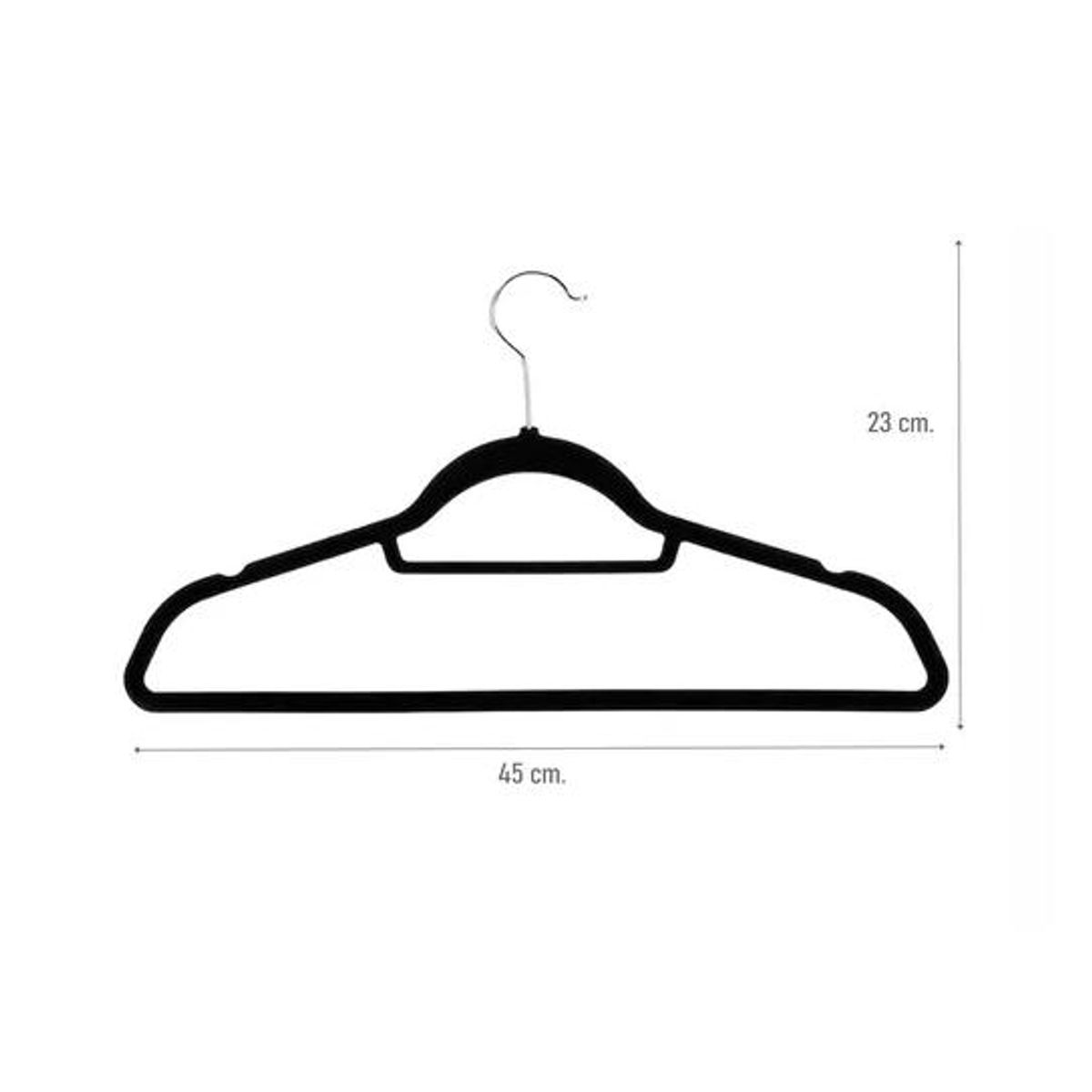 GENERICO - Pack de 50 perchas terciopelo antideslizantes color negro