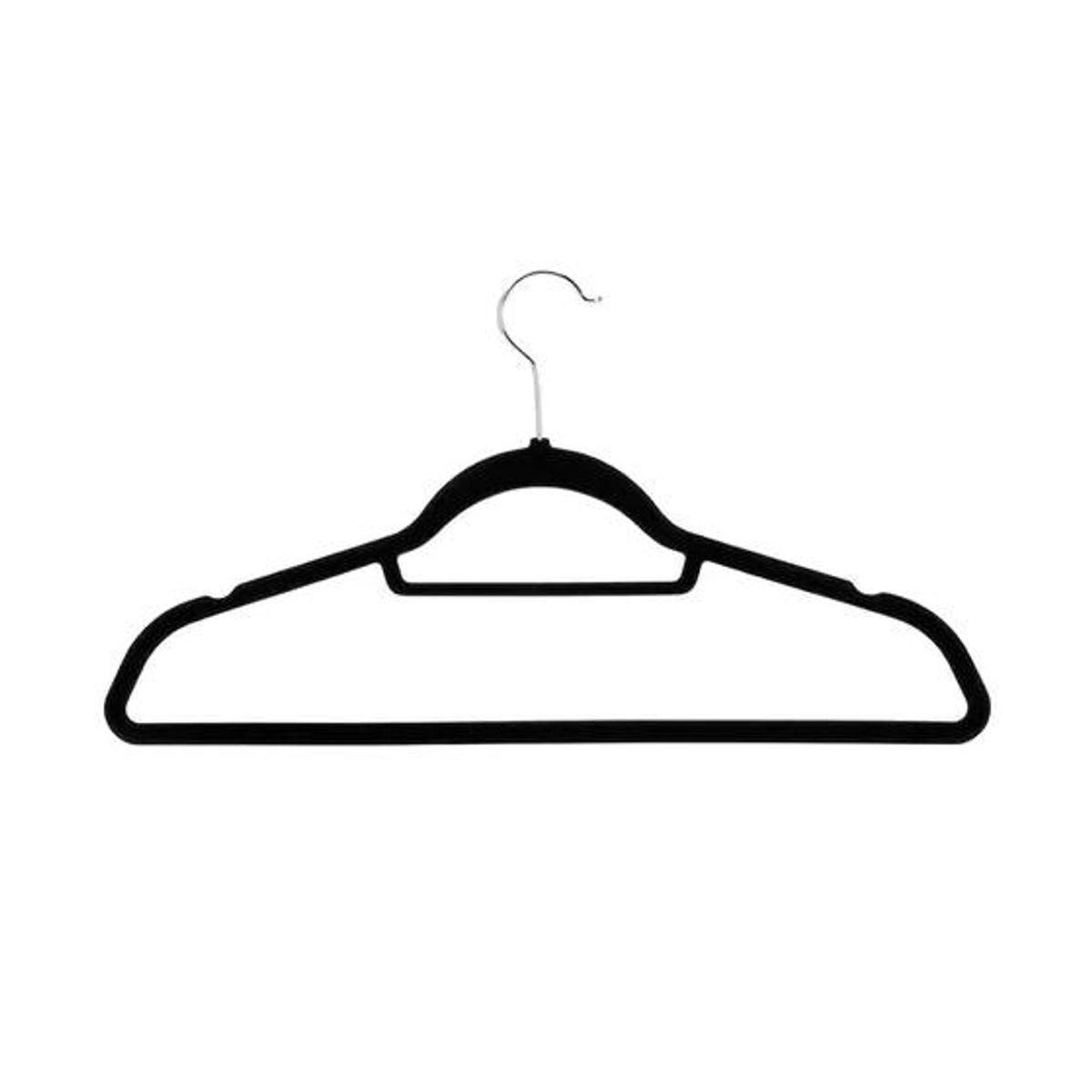 GENERICO - Pack de 10 perchas terciopelo antideslizantes color negro
