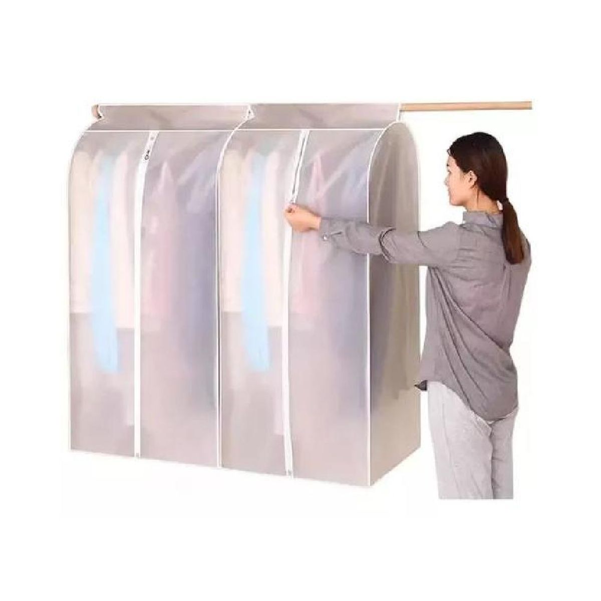 GENERICO - Organizador para ropa y bolsas funda protectora blanca