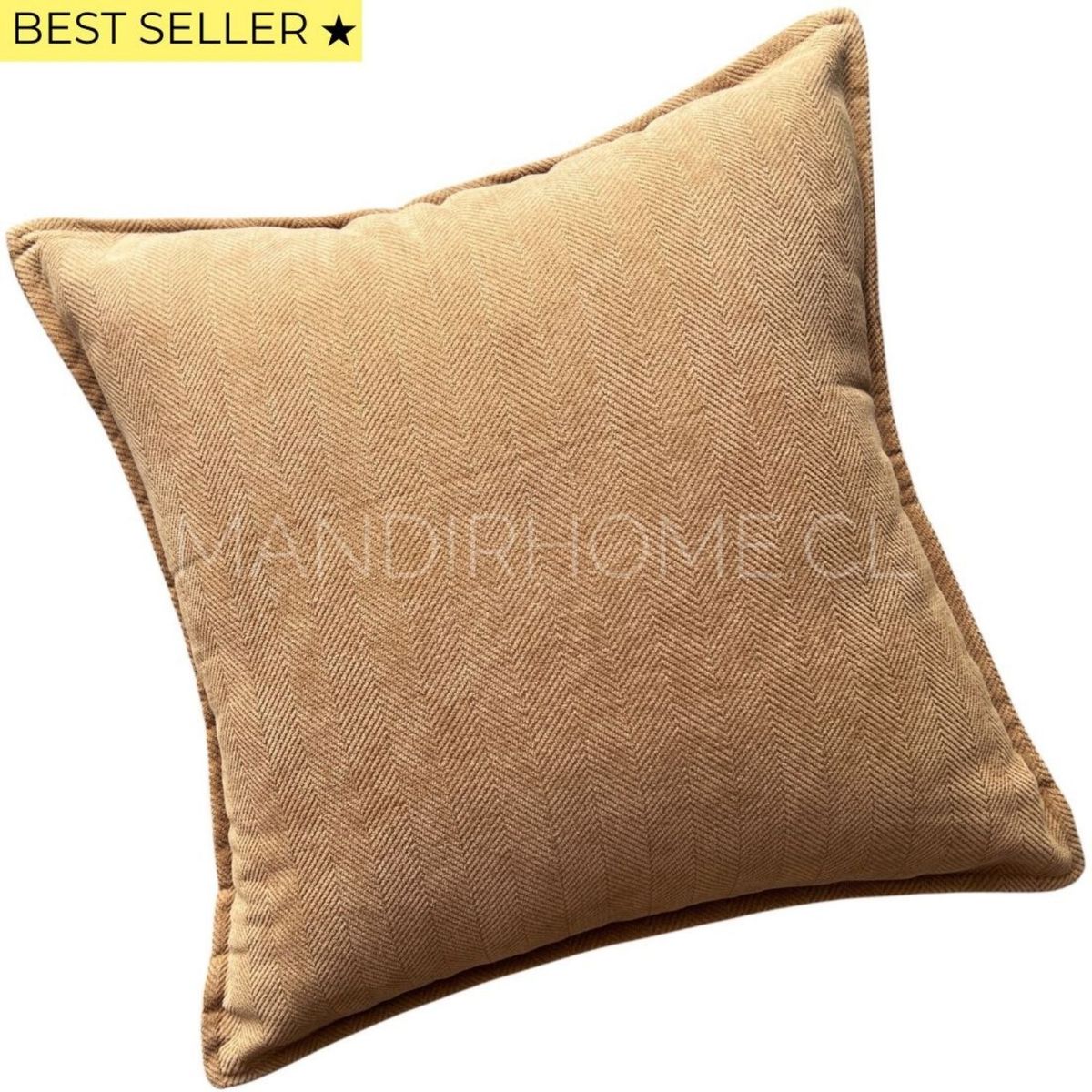 MANDIRHOME - Funda de Cojín Pestaña Camel Cuadrada