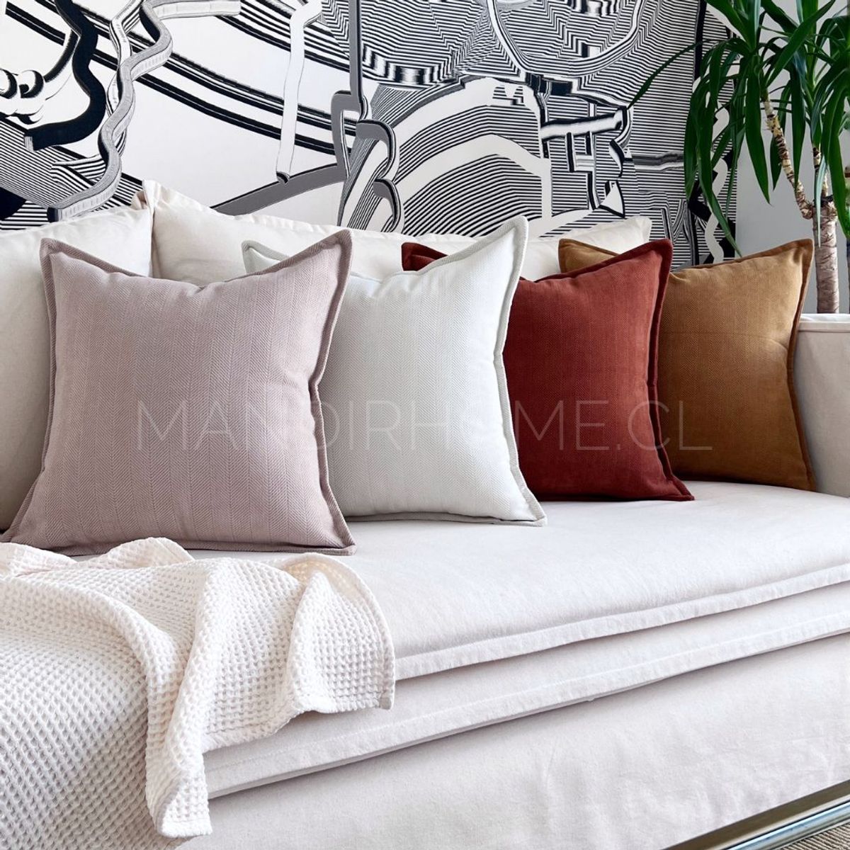 MANDIRHOME - Funda de Cojín Pestaña Camel Cuadrada