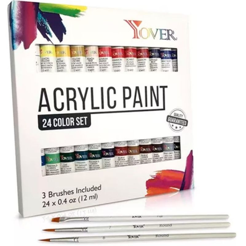 GENERICO - Juego De Pintura Acrilicas 24 Colores Tubos 12ml Arte