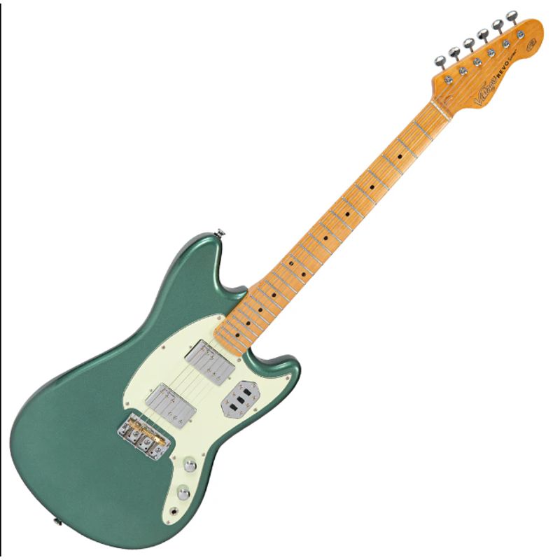 VINTAGE - Guitarra Eléctrica REVO Series Colt HH Twin Verde Sherwood Metalizado Vintage