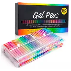 GENERICO - Set 100 Lápices Gel Neón-Glitter-Metálico-Pastel
