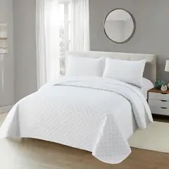 ANGELES DEL HOGAR - Cubrecama Quilt de Verano 2 Plaza Blanco