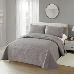 ANGELES DEL HOGAR - Cubrecama Quilt de Verano 2 Plaza Gris