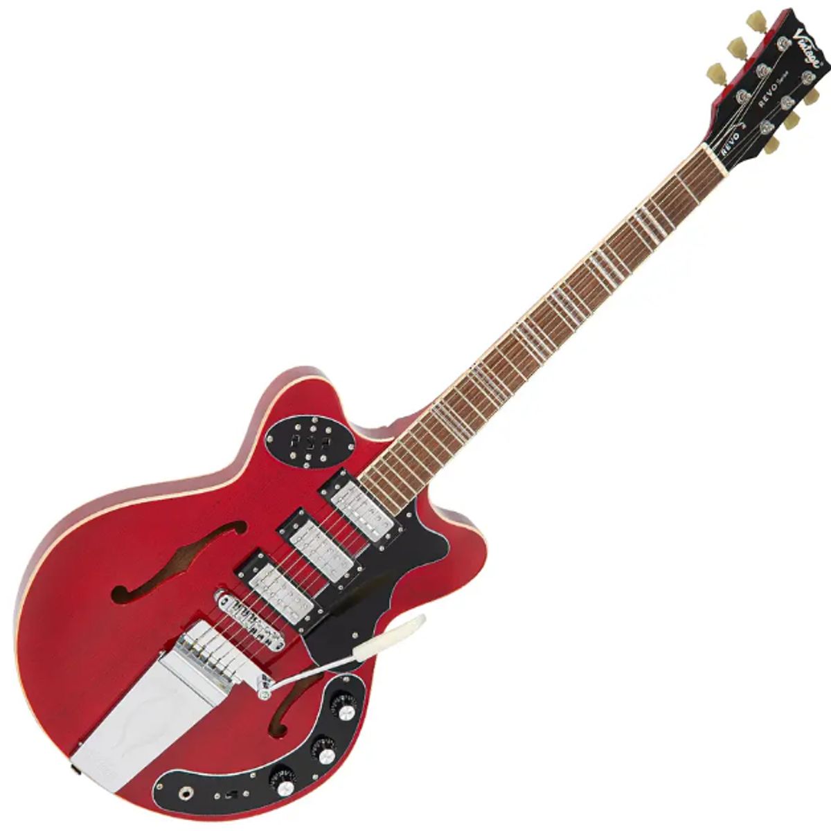 VINTAGE - Guitarra SemiHollow REVO Cherry Red Vintage