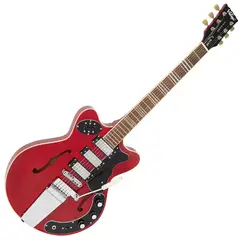 VINTAGE - Guitarra SemiHollow REVO Cherry Red