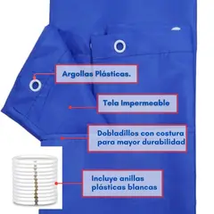 GENERICO - Cortina de Baño Tela Impermeable + Argollas 180x180