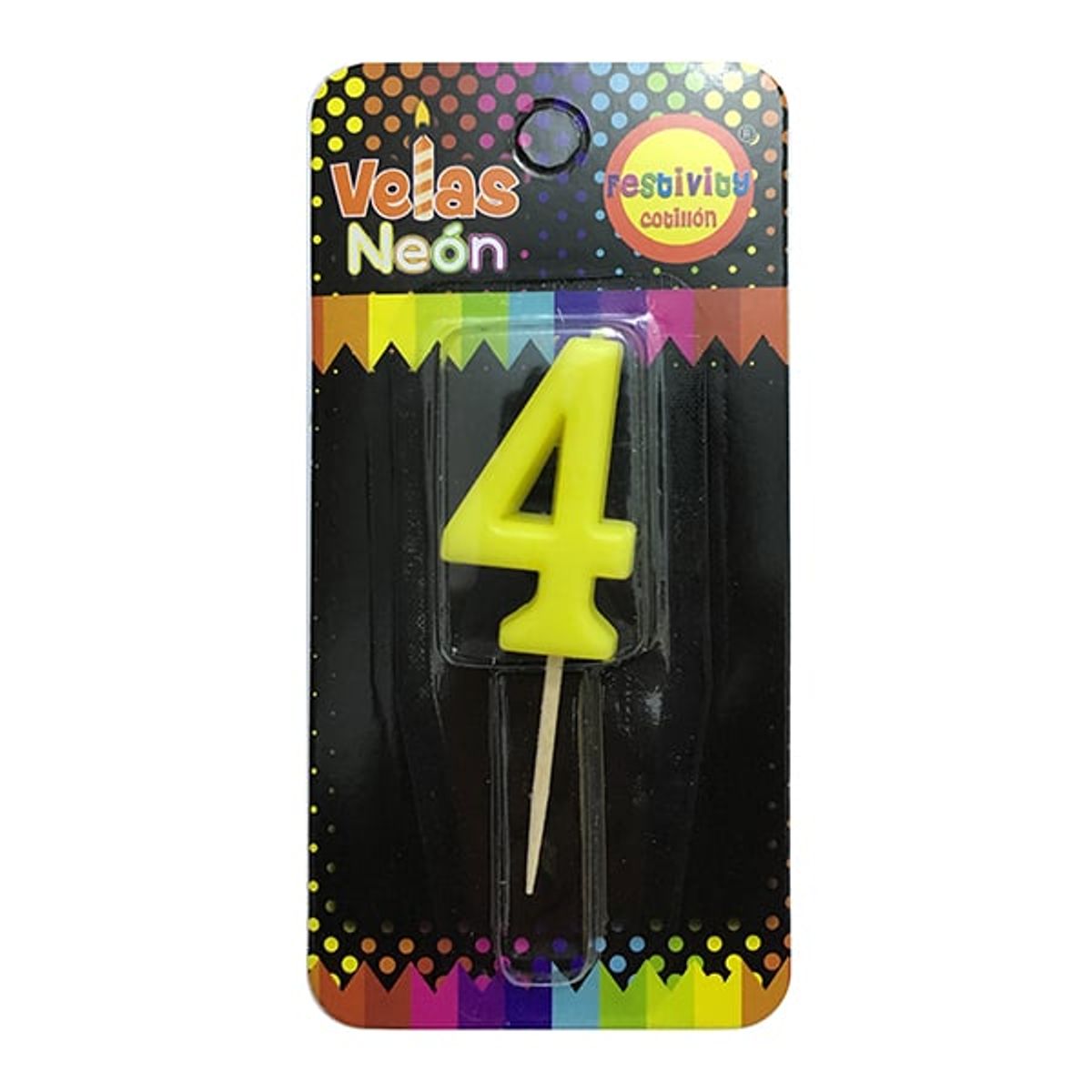 GENERICO - VELA NUMERAL STICK NEON N? 4 X1 UNI