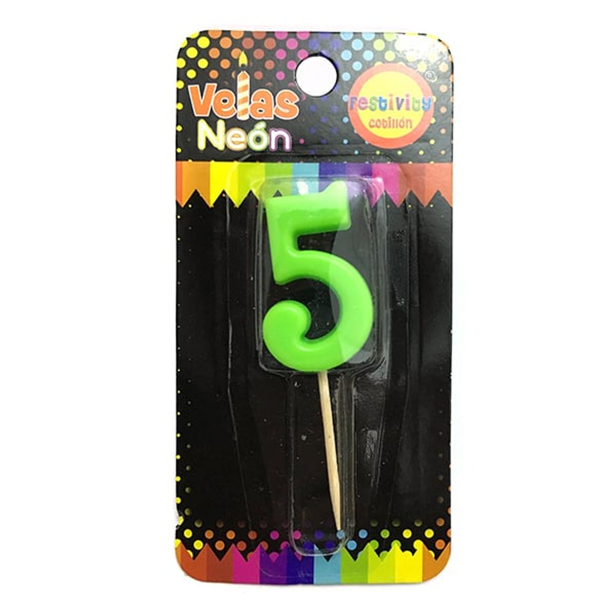 GENERICO - VELA NUMERAL STICK NEON N? 5 X1 UNI