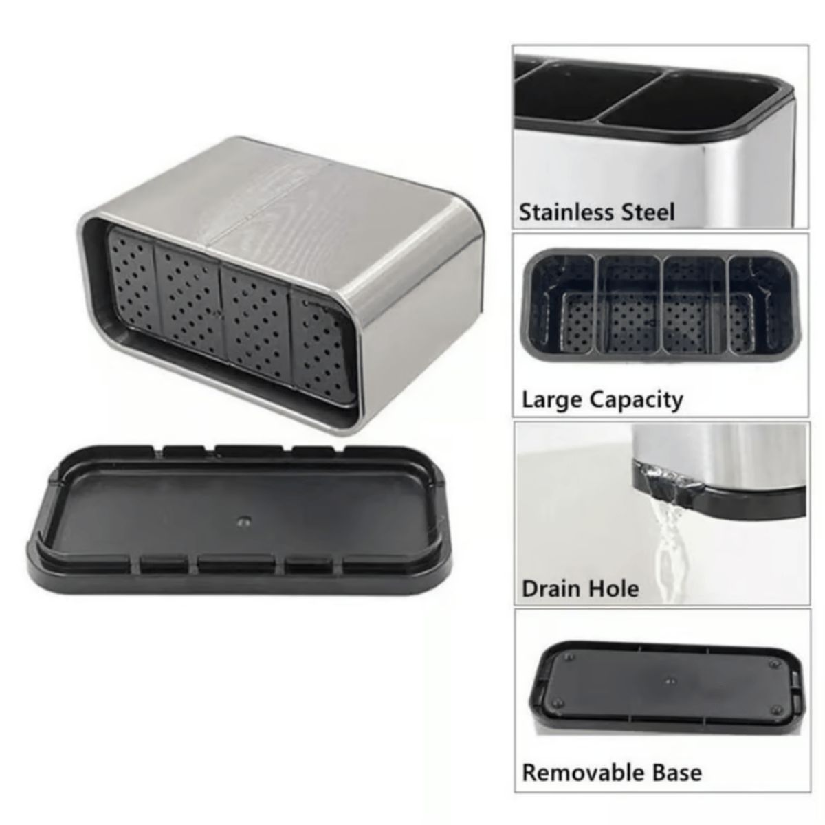 GENERICO - Soporte Para Utensilios De Cocina De Acero Inoxidabl