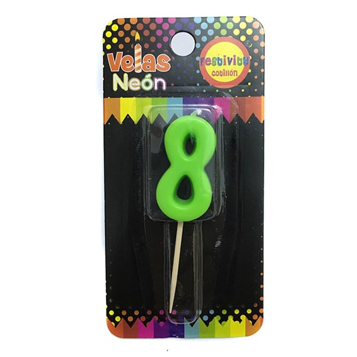 GENERICO - VELA NUMERAL STICK NEON N? 8 X1 UNI
