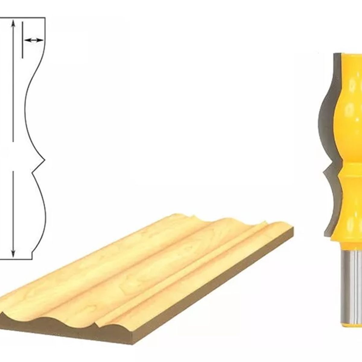 GENERICO - Fresa Madera Moldura Doble Zócalo Marcos Vástago ½ X762mm