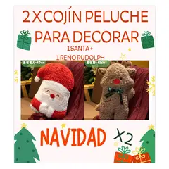 COMPRAPO - Set X 2 Cojines Decorativos Navidad Santa y Rudolf